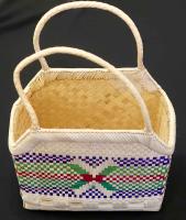 Woven Multi-color Two Handle Purse by Unknown Unknown