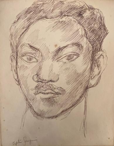 Young Man with Mustache (after Gauguin) by Madge Tennent (1889-1972)