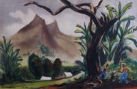 Mt. Olomana with Woodcutters by Robert Benjamin Norris (1910-2006)