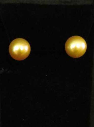 Golden South Sea Pearl Stud Earrings, 14K yellow Gold. by Mac Dunford