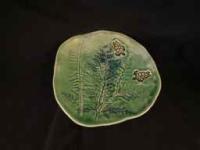 Green Stoneware Plate, with 2 Honu Design_1 by Birgitta Frazier