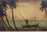 Hawaiian Man in Outrigger, #67/79 by Charles Bartlett (1860-1940)