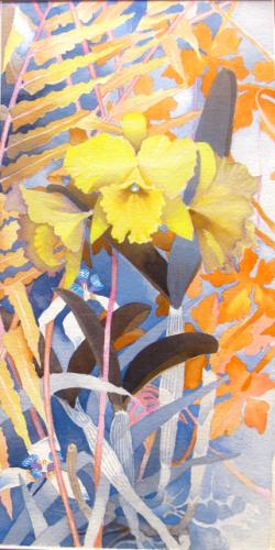 Iris and Yellow Orchids by John Thomas (1927-2001)