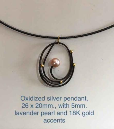 Pendant with Lavendar Pearl and Gold accents by Lana McMahon