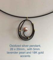 Pendant with Lavendar Pearl and Gold accents by Lana McMahon