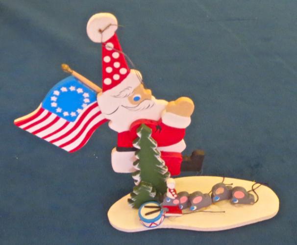 Emgee Ornament_Santa Marching with Flag by Martha Greenwell (1920-2014)