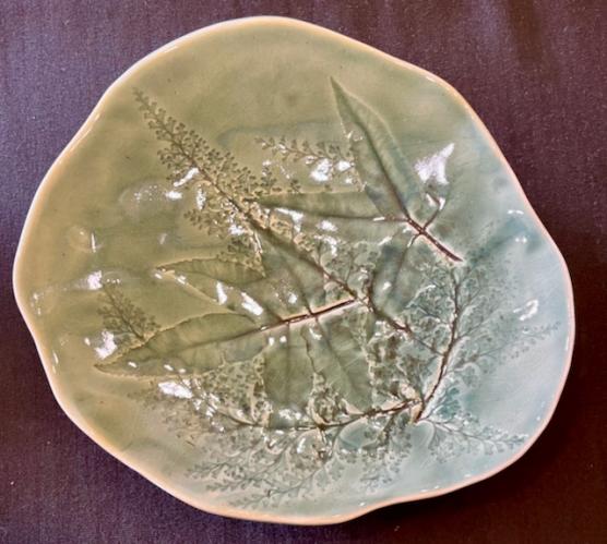 Green Fern Plate by Birgitta Frazier