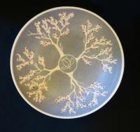 Ohia 4-Tree Carved Plate, blue by Birgitta Frazier