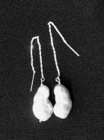 South Seas Silver/White Australian Keshi Pearl Earrings by Rebecca Mach