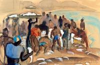 Sorting the Catch, Copacabana Beach, Rio by Robert Lee Eskridge (1891-1975)