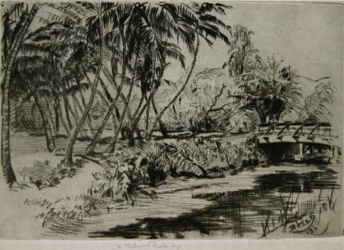Bridge at Kapiolani Park by Horatio Nelson Poole (1884-1949)