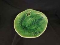Green Stoneware Plate, with 1 Honu Design by Birgitta Frazier