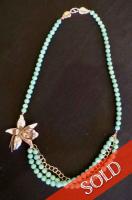 Vintage Orchid Pin & Amazonite Bead Necklace by Rebecca Mach