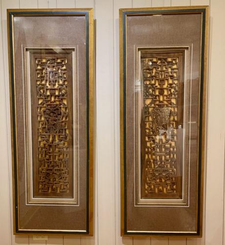 Pair of Chinese Carved Wooden Panels by Madge Tennent %281889-1972%29