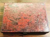 Antique Red Lacquer Leather Rectangular Box by Unknown Unknown