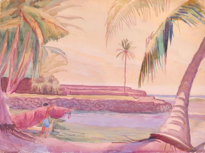 Honaunau, Hawaii by Robert Lee Eskridge (1891-1975)