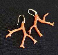Red Branch Coral Earrings on 14K gold with drops by Rebecca Mach