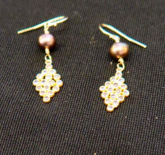 Peacock Pearl with Topaz Earrings by Rebecca Mach