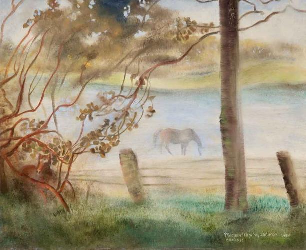 Horse in the Mist, Kamuela, Hawai'i by Margaret Fleming Waldron (1910-1992)