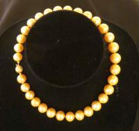 Golden South Sea Pearl Necklace with diamonds in clasp by Mac Dunford