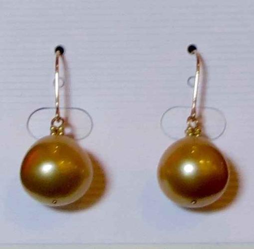 South Sea Golden Pearl Earrings by Mac Dunford
