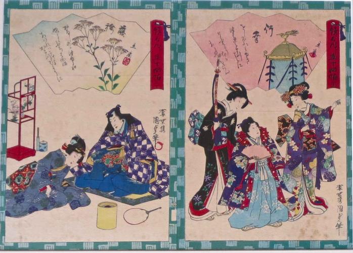 Fujibakama (flower name) and unknown by Utagawa Kunisada II (1786-1865)