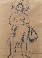 Samoan Woman in Grass Skirt by Madge Tennent (1889-1972)