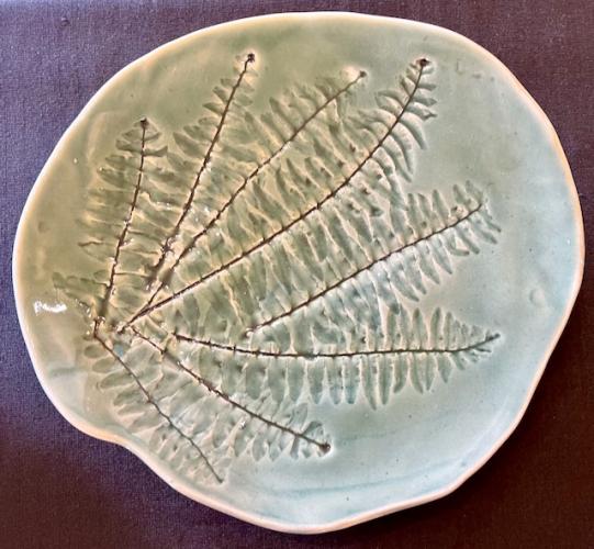 Green Fern Plate by Fritz Abplanalp (1907-1977)