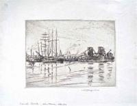 Canal Dock, New Haven Harbor by Huc-Mazelet Luquiens (1881-1961)