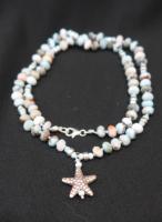 Starfish  Pendant on Natural Larimar Bead Necklace by Rebecca Mach