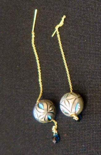 Carved Tahitian Pearl Earrings by Rebecca Mach
