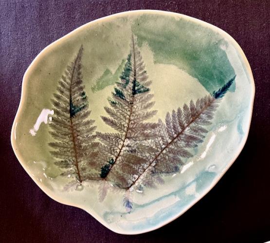 Green Fern Plate by Linda Whittemore