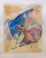 Two Tang Horses by John Young (1909-1997)