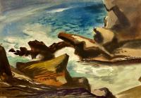 Rocky Cove, Toward Molokai Channel by Robert Benjamin Norris (1910-2006)