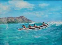 Waikiki Canoe Riders by Stephen Paschal