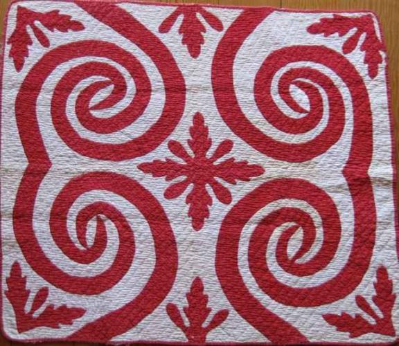 Hawaiian Child's Crib Quilt - Red & White by Unknown Unknown