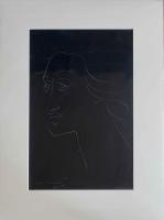 Female Face 1_White ink on Black paper by Madge Tennent (1889-1972)